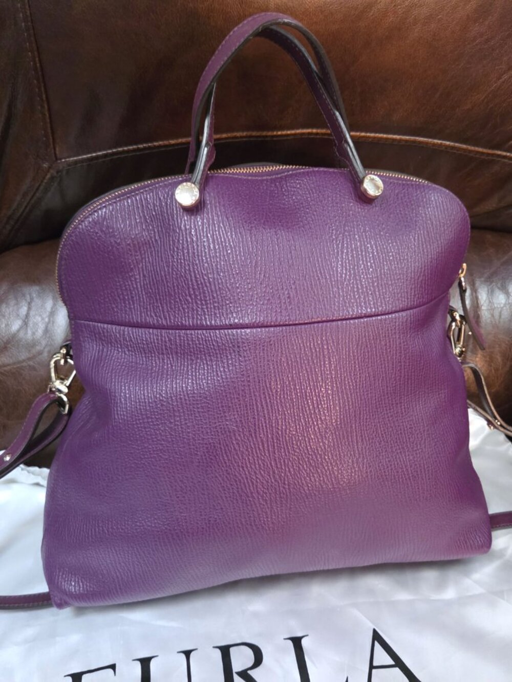 Furla Leather Piper Satchel - Purple - EUC - Picture 2 of 16